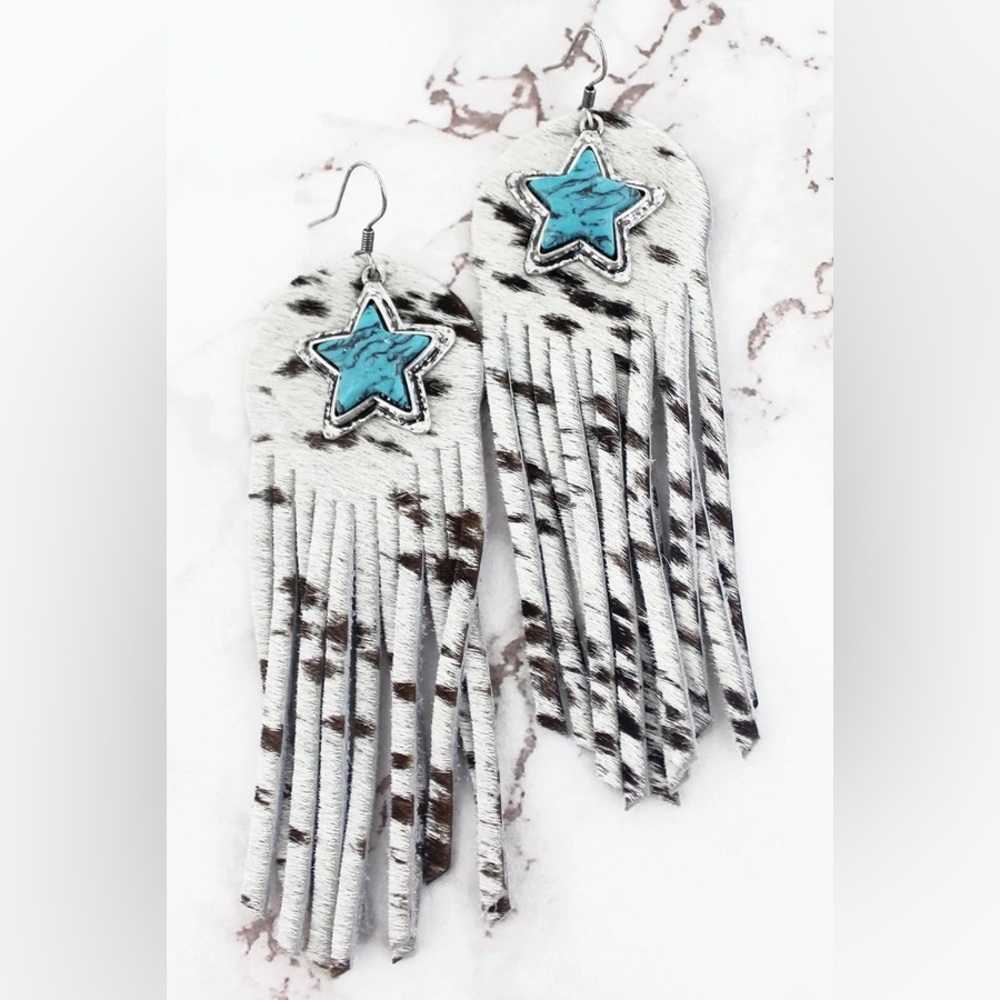 Turquoise star hickory hollow shredded earrings